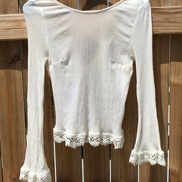 H&M Tops - Crochet Trim Bell-sleeve Top